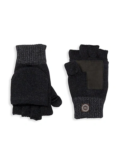 Shop Ugg Faux Fur-lined Flip-top Mittens In Black