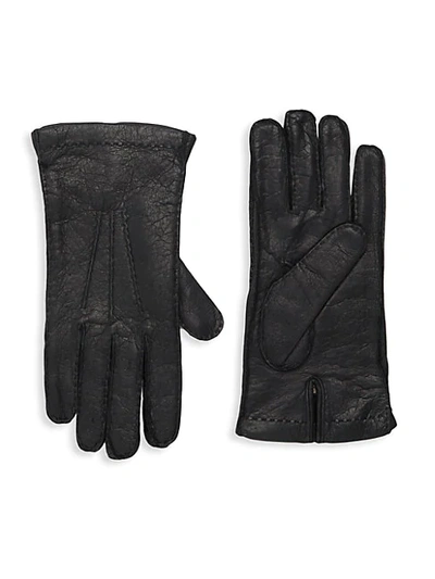 Shop Portolano Cashmere-lined Leather Gloves In Black