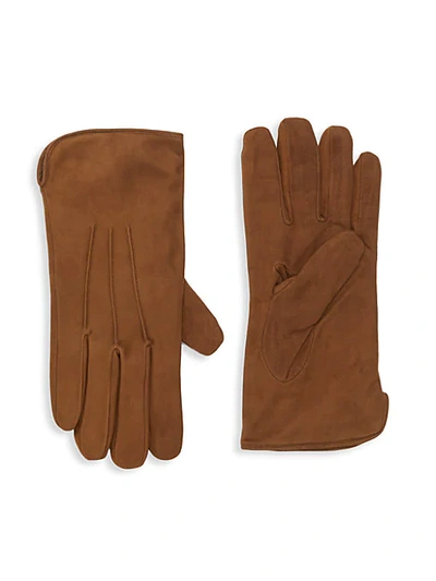 Shop Portolano Cashmere-lined Suede Gloves In Tan