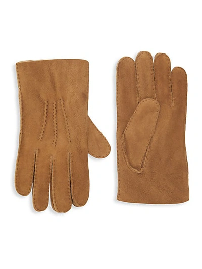 Shop Portolano Men's Shearling-lined Leather Gloves In Whisky
