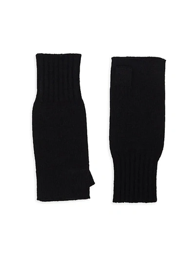 Shop Portolano Merino Wool Fingerless Gloves In Black