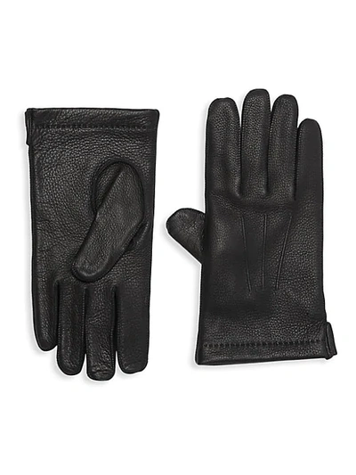 Shop Portolano Cashmere-lined Leather Gloves In Black