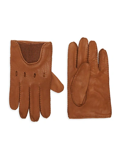 Shop Portolano Textured Leather Gloves In Camel