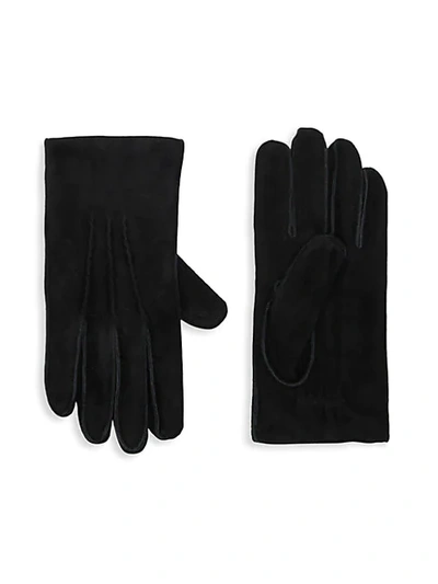 Shop Portolano Suede Gloves In Black
