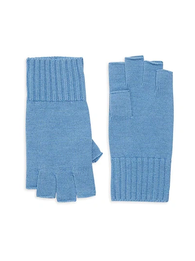 Shop Portolano Men's Ribbed Merino Wool Gloves In Morning Blue