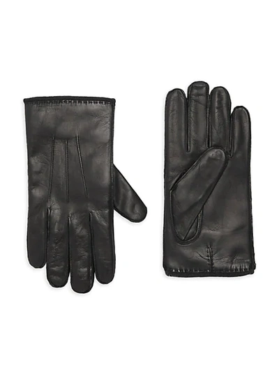 Shop Portolano Cashmere-lined Leather Gloves In Black