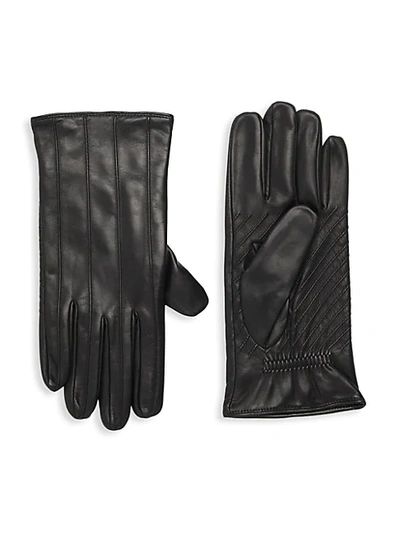 Shop Portolano Leather Gloves In Black