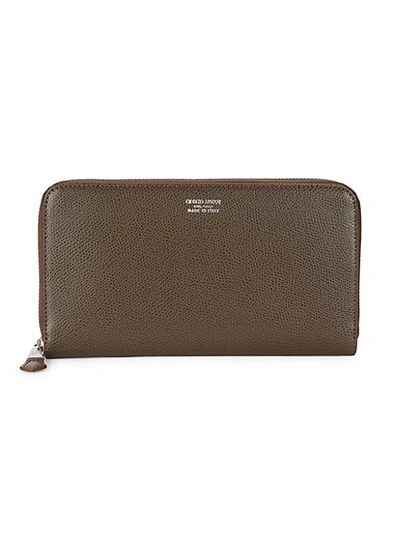 Shop Giorgio Armani Leather Zip-around Long Wallet In Grey