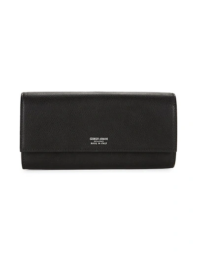 Shop Giorgio Armani Logo Continental Wallet In Black