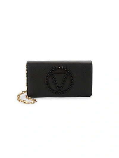 Shop Valentino By Mario Valentino Serena Palmella Rockstud Wallet-on-chain In Black