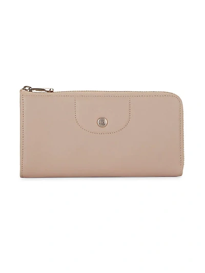 Shop Longchamp Textured Leather Long Wallet In Nude