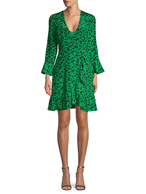 silk wrap dress green