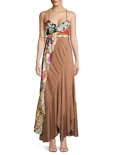 Shop Chloé Mixed-print Maxi Dress In Brown