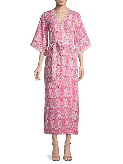 Shop Alexia Admor Printed Kimono Maxi Wrap Dress In Pink