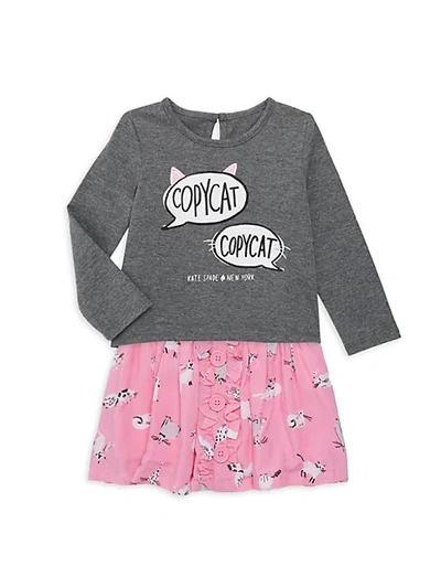Shop Kate Spade Baby Girl's Copy Cat 2-piece Top & Skirt Set In Dark Grey