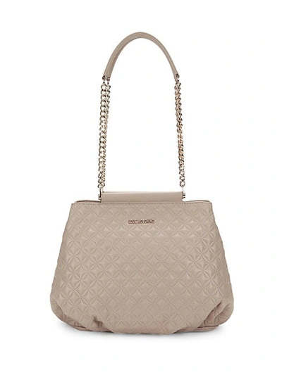 Shop Love Moschino Small Double Chain-strap Quilted Tote In Dove Grey