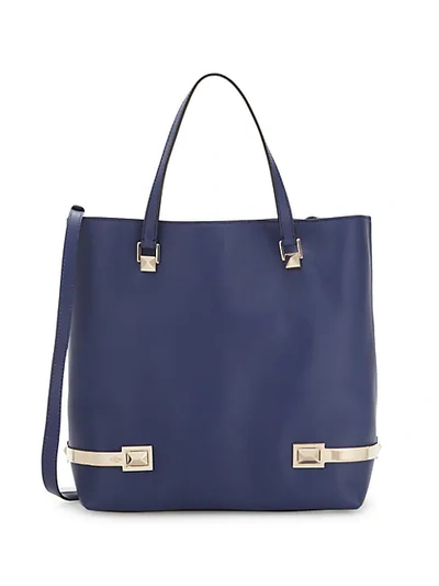 Shop Valentino Top Hook Leather Shoulder Bag In Indigo