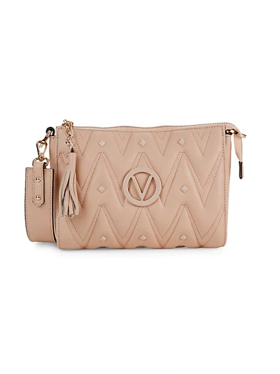 Shop Valentino By Mario Valentino Marlene Chevron Quilted Leather Shoulder Bag In Rose
