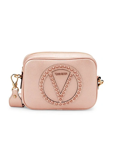 Shop Valentino By Mario Valentino Mia Rock Dollaro Studded Leather Shoulder Bag In Rose