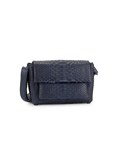 Shop Nancy Gonzalez Python Leather Shoulder Bag In Blue