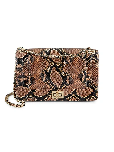 Shop Valentino By Mario Valentino Alice Snakeskin-embossed Leather Shoulder Bag In Rose