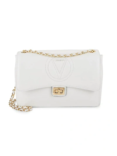 Shop Valentino By Mario Valentino Posh Sauvage Leather Shoulder Bag In White