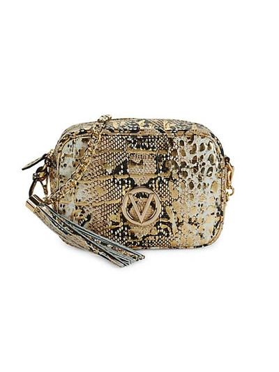 Shop Valentino By Mario Valentino Mia Embossed-snakeskin Leather Mini Bag In Gold
