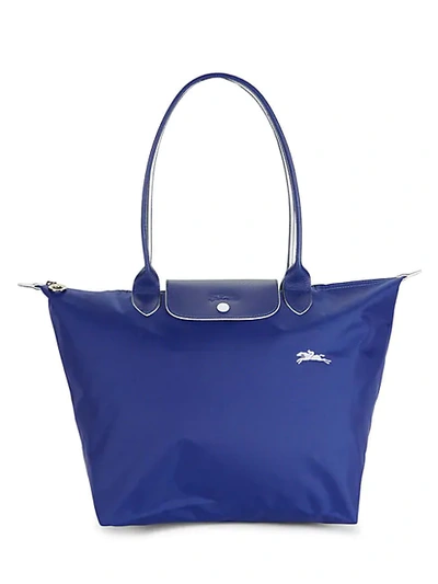 Shop Longchamp Le Pliage Club Logo Nylon Shoulder Bag In Purple