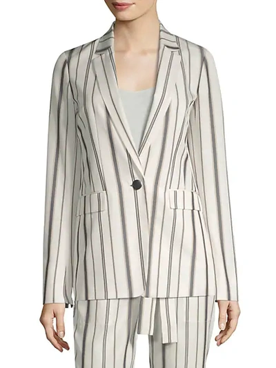 Shop Lafayette 148 Marie Striped Blazer In Cloud