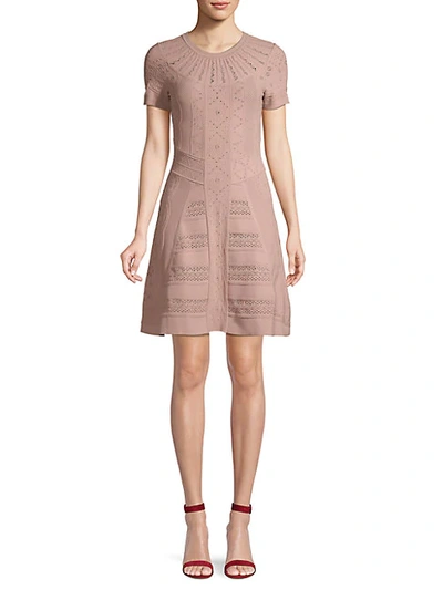 Shop Valentino Crochet Mini A-line Dress In Poudre