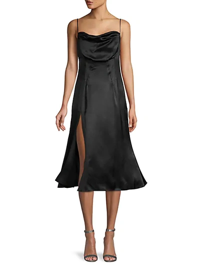 Shop Versace Cowlneck Silk Slip Dress In Black