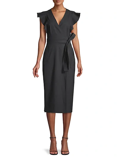 Shop A.l.c Linen-blend Wrap Dress In Vintage Black