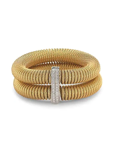 Shop Alor Kai 18k White Gold & Yellow-tone Stainless Steel Diamond Tiered Coiled Bangle Bracelet