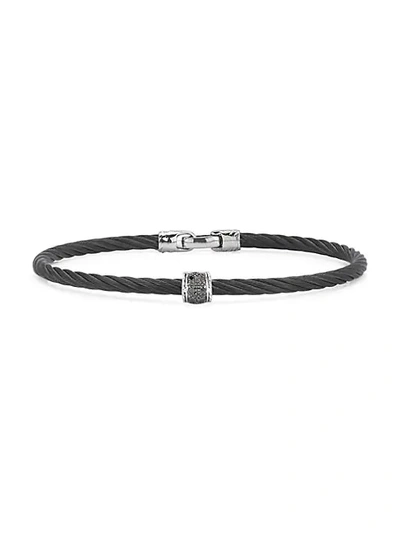 Shop Alor Black Diamond 18k White Gold Single Cable Bracelet