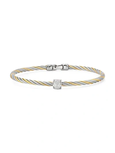 Shop Alor 18k Yellow Gold Stainless Steel Diamond Cable Bracelet
