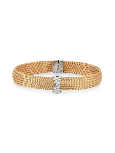 Shop Alor 18k Rose Gold Stainless Steel Diamond Cable Cuff