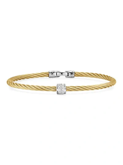 Shop Alor 18k Yellow Gold Stainless Steel Diamond Cable Bracelet