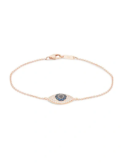 Shop Nephora 14k Rose Gold, Diamond & Sapphire Evil Eye Bracelet