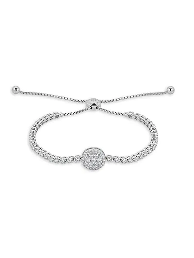 Shop Saks Fifth Avenue 14k White Gold & Diamond Flower Cluster Bracelet