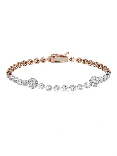 Shop Saks Fifth Avenue 14k Two-tone Gold & Diamond Flower Bracelet