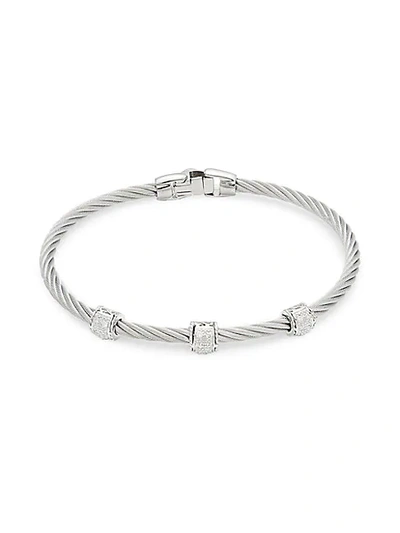 Shop Alor Stainless Steel, 18k White Gold & Diamond Bracelet
