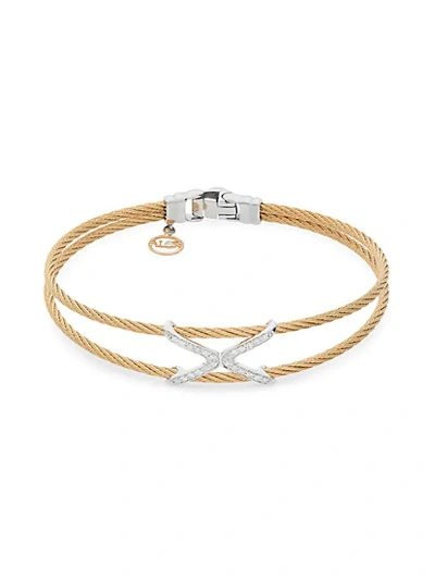 Shop Alor Stainless Steel, 18k White Gold & Diamond Cable Bracelet