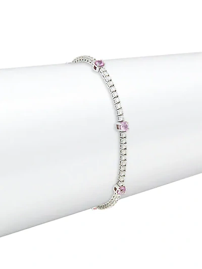 Shop Nephora 14k White Gold, Pink Sapphire & White Diamond Bracelet