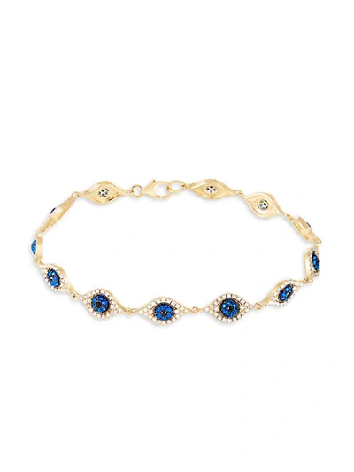 Shop Saks Fifth Avenue 14k Yellow Gold, Sapphire & Diamond Bracelet