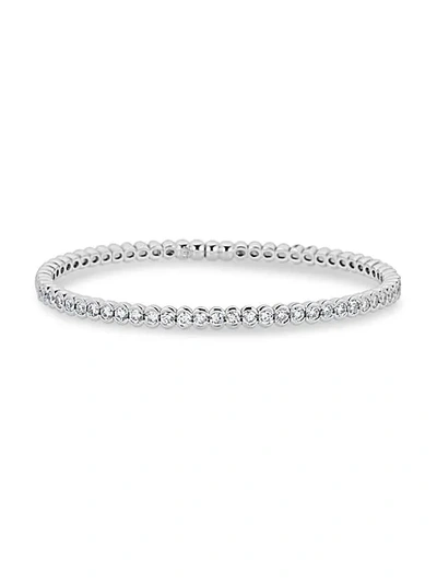 Shop Saks Fifth Avenue 14k White Gold & White Diamond Bangle Bracelet