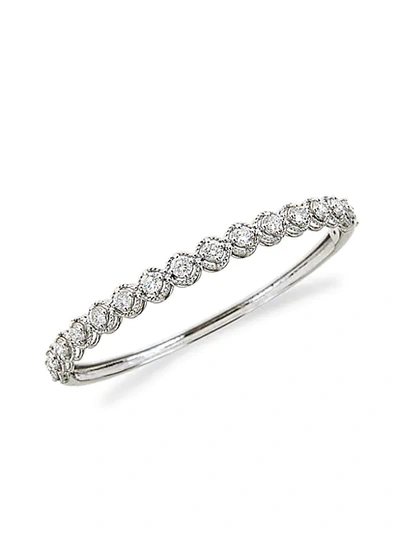 Shop Saks Fifth Avenue 14k White Gold & White Diamond Bangle Bracelet