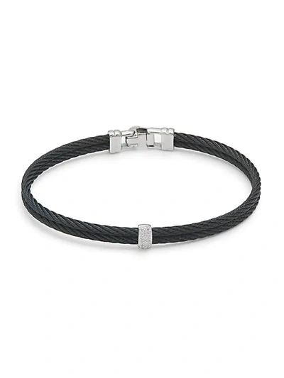 Shop Alor Stainless Steel, 18k White Gold & Diamond Cable Bracelet