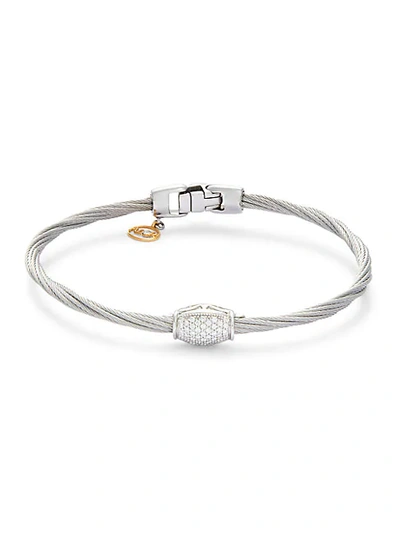 Shop Alor 18k Two-tone Gold, Stainless Steel & Diamond Cable Bracelet