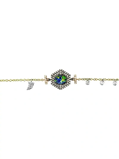 Shop Meira T 14k Tri-tone Gold, Opal & Diamond Bracelet