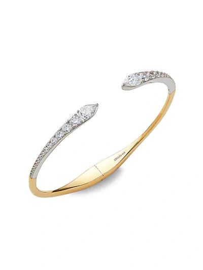 Shop Adriana Orsini Goldplated White Rhodium-plated, Sterling Silver, & Crystal Cuff Bracelet